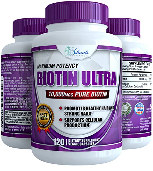 Biotin 10,000mcg 120 Capsules Best Vitamins For Hair Growth and Strong Healthy Nails