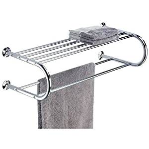 Organize It All Mounted Chrome Bathroom Shelf with Towel Rack